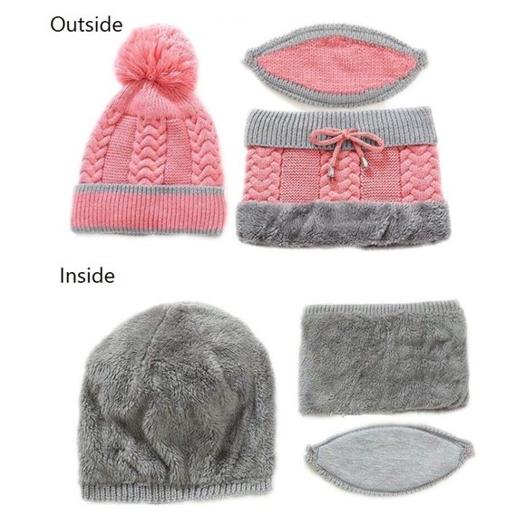 Pom Pom Beanie + Neck Gaiter + Mask combo  3pc set - Picture 5 of 5